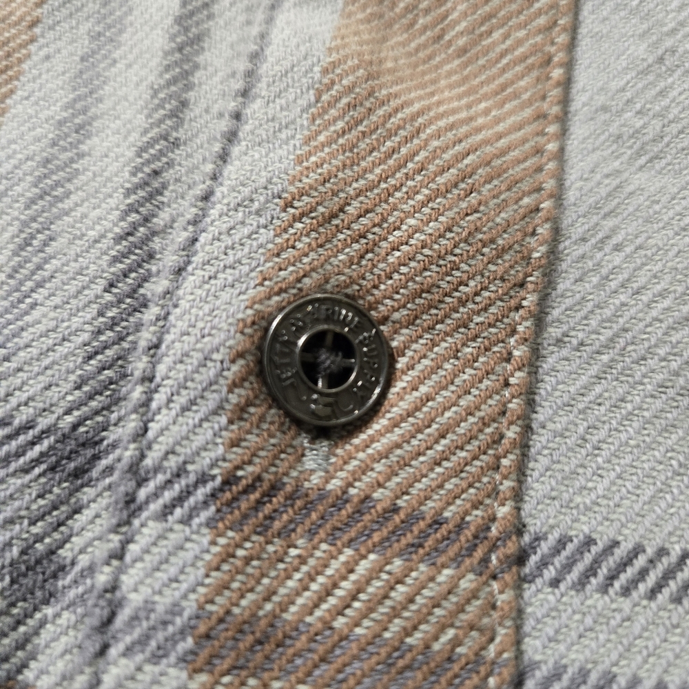 Men's Plaid Casual Button Down Shirt - Gray and Brown - Picture 3 of 8
